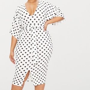 Pretty Little Thing Black and White Polka Dot Dres